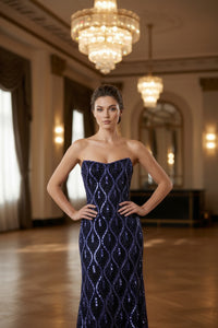 Hand Embellished Black Halter Dress